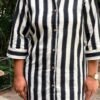 Black & White Stripe Ikkat Shirt Kurti