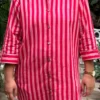 Red Stripe South Cotton Shirt Kurti