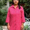 Red Stripe South Cotton Shirt Kurti