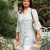 Product3 Sage Green & White Hand Block Print Modal Cotton Shirt Kurti