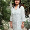 Product3 (2) Sage Green & White Hand Block Print Modal Cotton Shirt Kurti