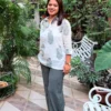 Sage Green & White Hand Block Print Modal Cotton Short Kurti