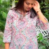 Product6 (2) Greyish Sage Green Hand Block Print Mul Cotton Short Kurti