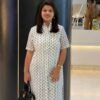 Blue & White Chanderi Cotton Small Butti Straight Long Kurti