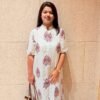 Pink & Maroon Floral Silk Cotton Straight Long Kurti