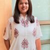 Pink & Maroon Floral Silk Cotton Straight Long Kurti