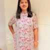 Pink Silk Cotton Straight Long Kurti