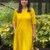 Yellow South Cotton A-Line Kurti (1) Yellow South Cotton A-Line Kurti