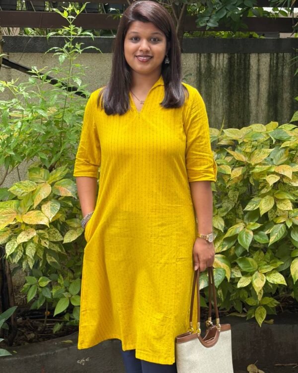 Yellow South Cotton A-Line Kurti (1) Yellow South Cotton A-Line Kurti