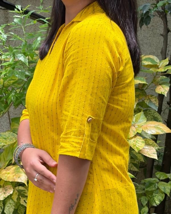 Yellow South Cotton A-Line Kurti (2) Yellow South Cotton A-Line Kurti