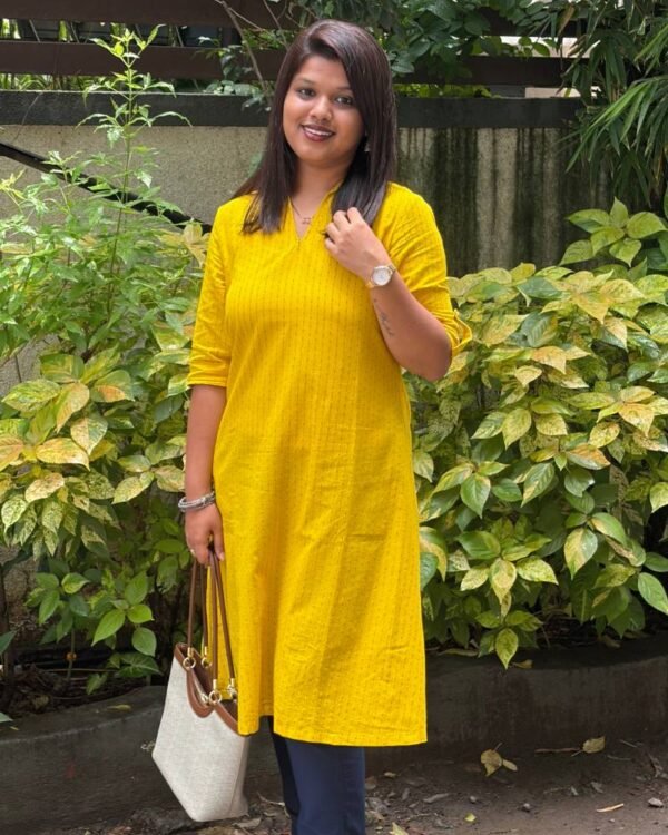 Yellow South Cotton A-Line Kurti Yellow South Cotton A-Line Kurti